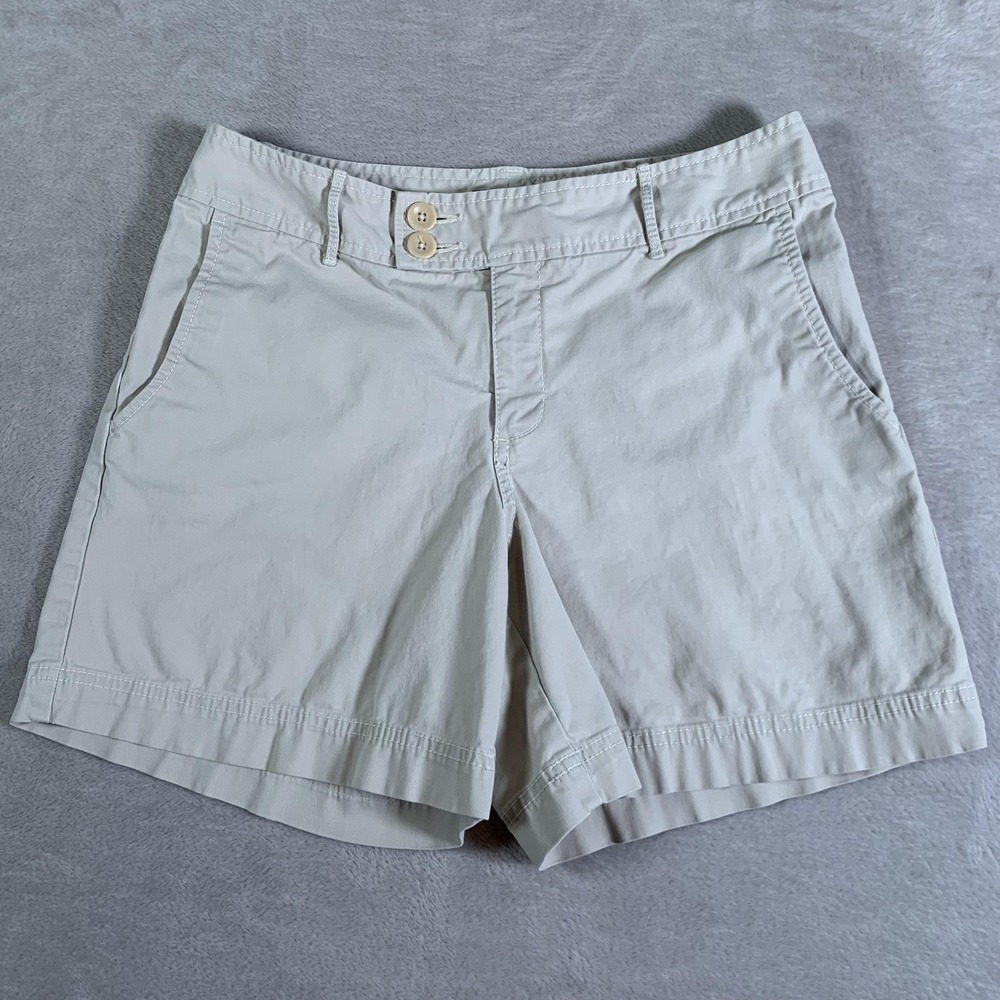 Eddie Bauer Shorts Womens 4 Khaki Mercer Fit Chino Cotton Stretch Casual Walking